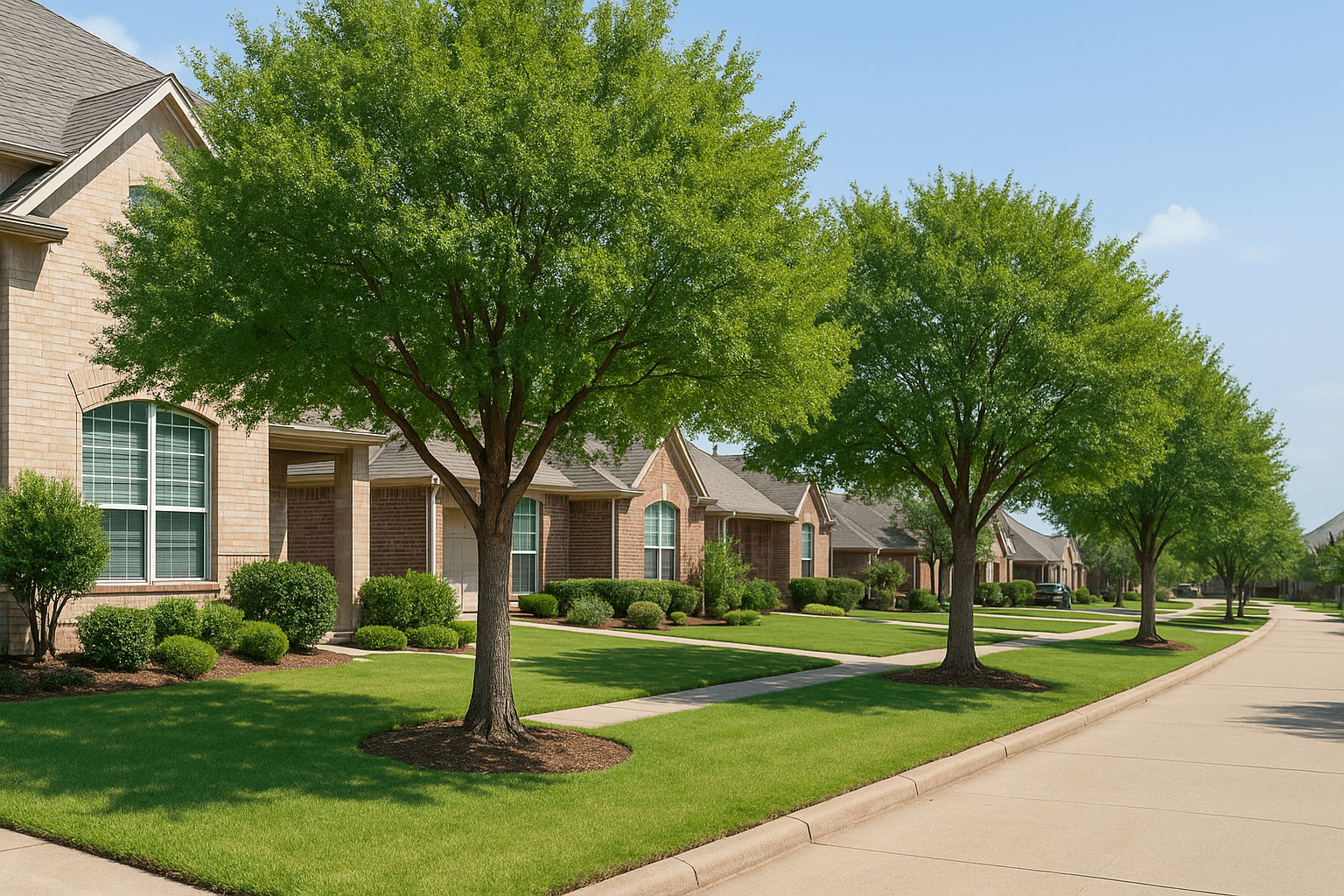 Bush pruning in a North Texas landscape