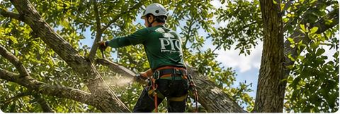 professional tree pruning North Texas arborist trimming tree safely